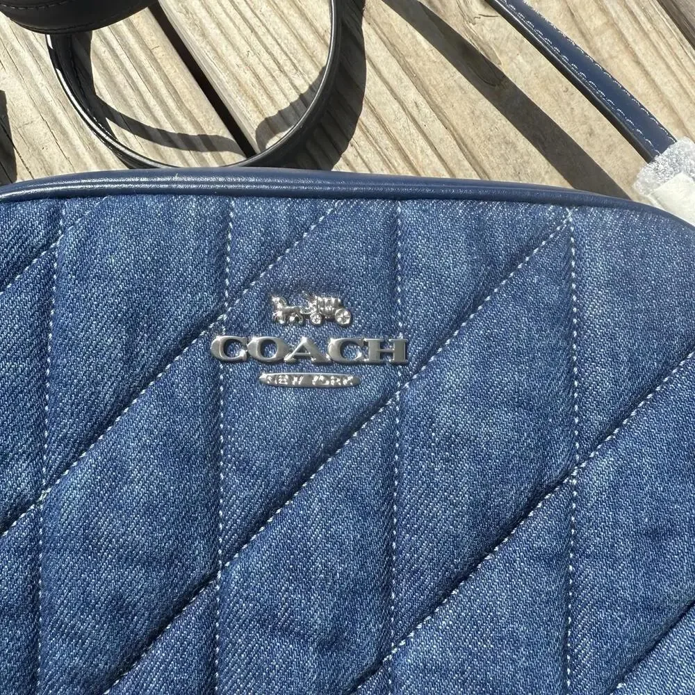 Coach Mini Jamie Camera Bag With Quilting Silver/Denim $328 - Picture 7 of 11